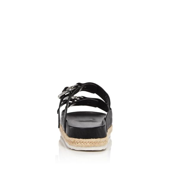 AQUA Womens Black Kai Round Toe Platform Slip On Leather Espadrille Shoes 9.5 M - Picture 3 of 3